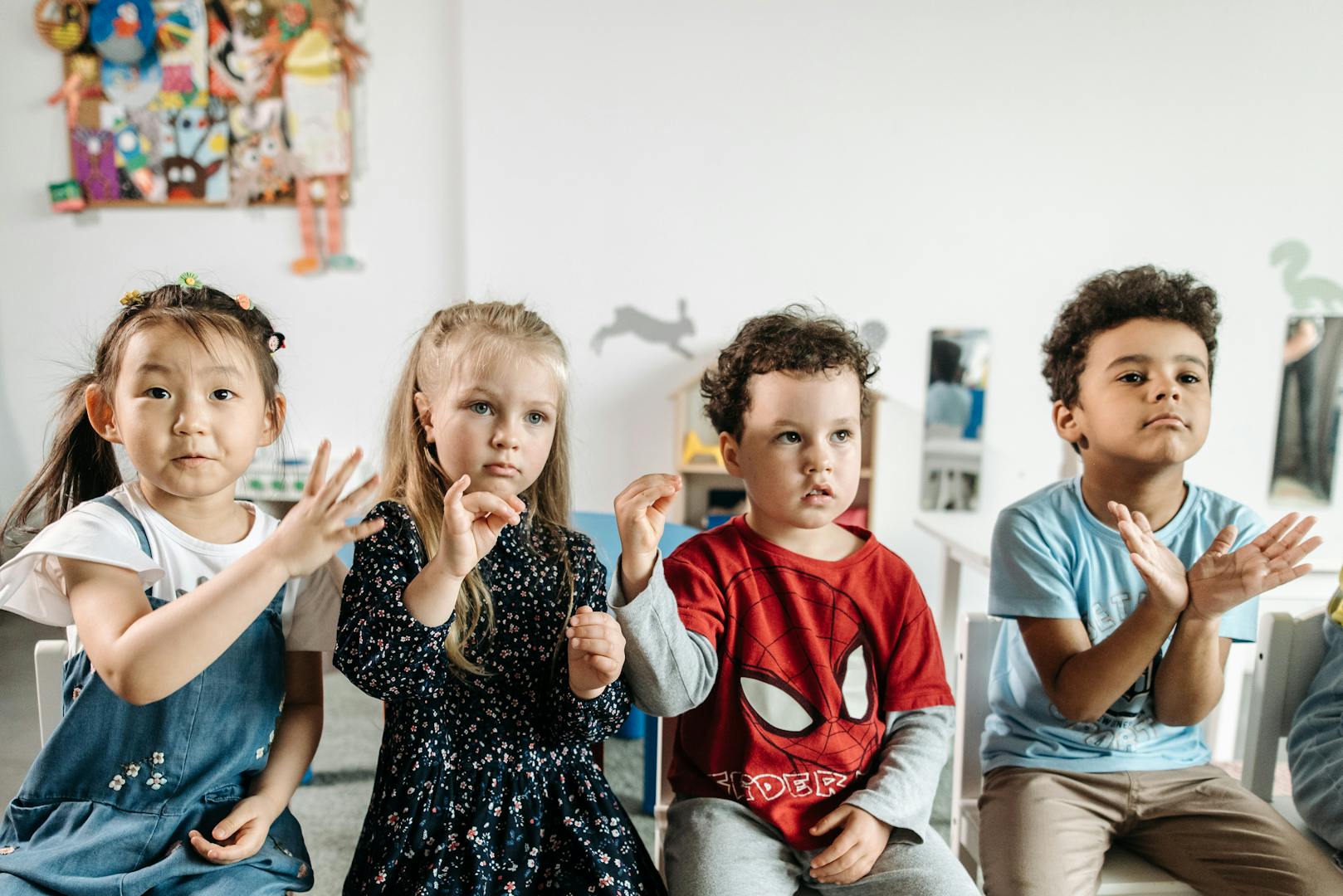 Children answering together during circle time in a Curiosity School classroom